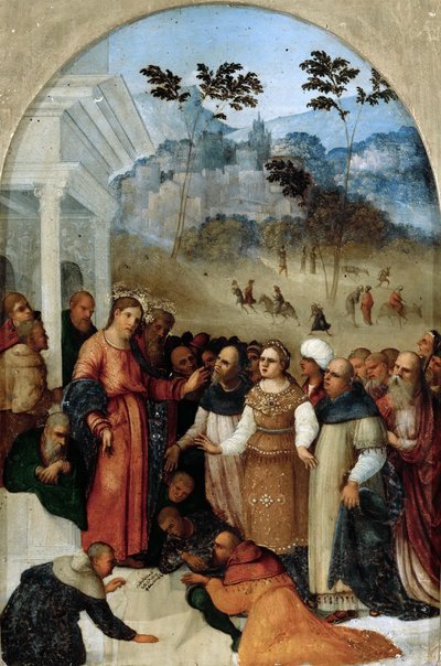 Christ and the Woman Taken in Adultery by Ludovico Mazzolino