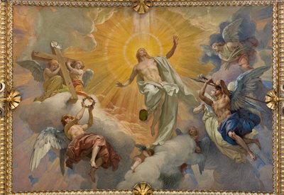 Cybo chapel (northern arm of the transept), vault: Resurrection of Jesus Christ by Ludovico Pogliaghi