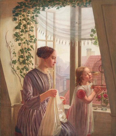 Interior with Mother and Daughter by a Window by Ludvig August Smith