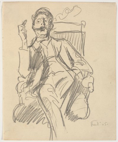 Art Historian Carl V. Petersen, Sitting, with Cigar by Ludvig Find