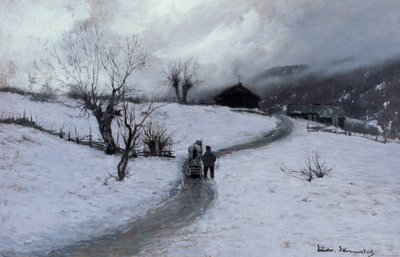 Man with Horse and Sledge by Ludvig Skramstad