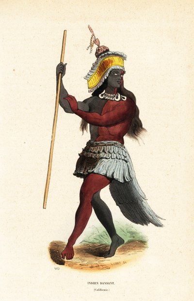 Man of the Ohlone or Costanoan people dancing at Mission San Francisco by Ludwig Choris
