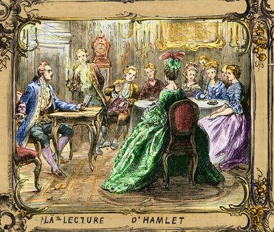 Reading of Hamlet - Johann Wolfgang von Goethe in Strasbourg 1770 - engraving after Ludwig Pietsch by Ludwig (after) Pietsch