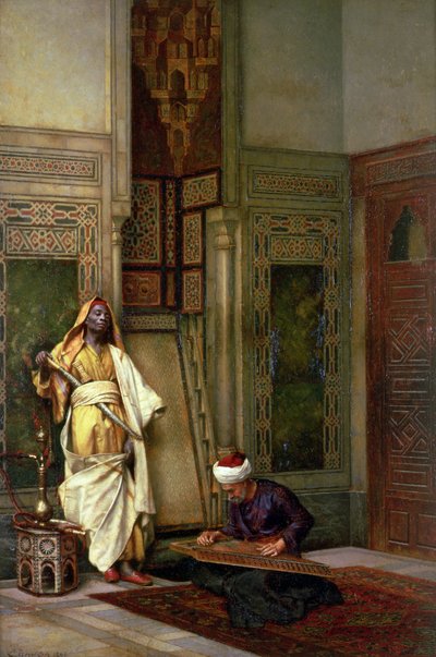 Guard with a Zither Player in an Interior by Ludwig Deutsch