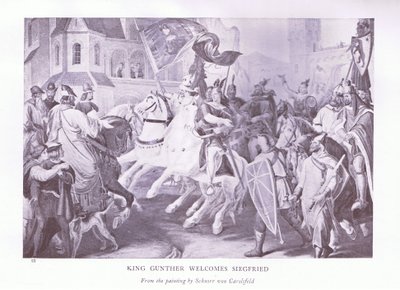 King Gunther Welcomes Siegfried by Ludwig Ferdinand Schnorr von Carolsfeld