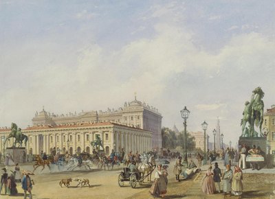 The Anichkov Bridge in Saint Petersburg, 1847 by Ludwig Franz Karl Bohnstedt