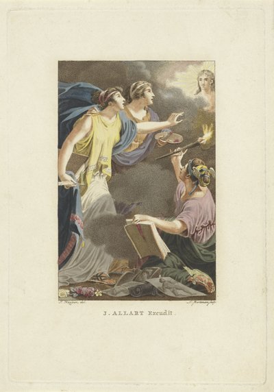 Allegorical Representation with Drawing, Writing, and Painting (Title Page for: M. Stuart, The Human, as He Appears on the Known Globe, 1802) by Ludwig Gottlieb Portman