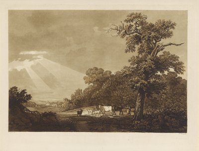 Hilly Landscape with a Herd of Animals by Ludwig Gottlieb Portman
