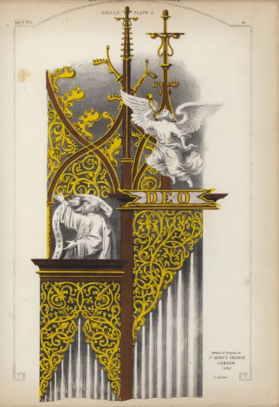 Detail of the Organ in the Church of St Mary, Lubeck, Germany by Ludwig Gruner
