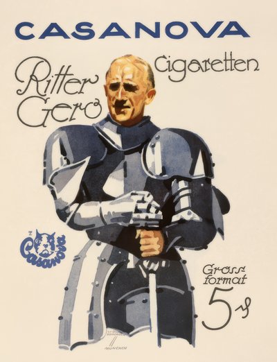 Casanova Cigarettes / Knight Gero by Ludwig Hohlwein