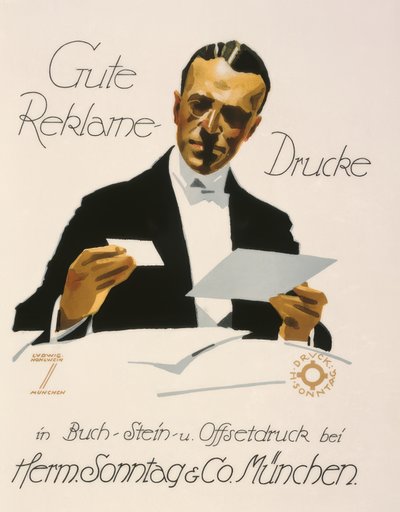 Good Advertising Prints at Herm. Sonntag and Co. Munich by Ludwig Hohlwein