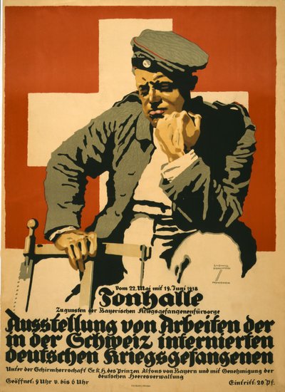 Tonhalle ... Exhibition of Works by Interned German Prisoners of War in Switzerland, published in 1918 by Ludwig Hohlwein