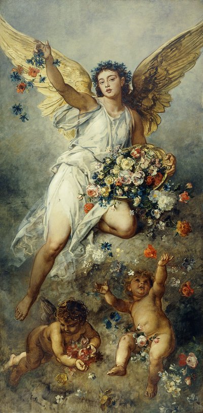 Flora with Putti-Peace by Ludwig Knaus