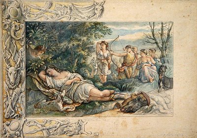 Sleeping Diana with Companions by Ludwig Sigismund Ruhl