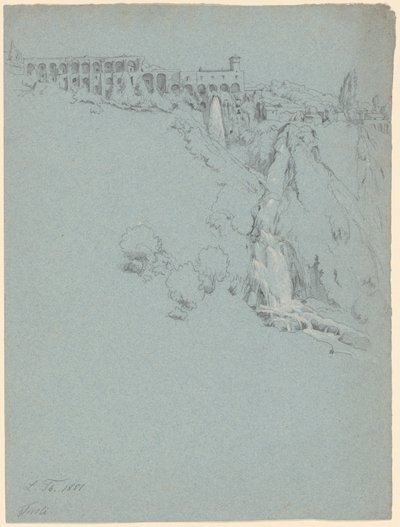 The Waterfall at Tivoli with the Villa of Maecenas by Ludwig Thiersch