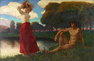 Idyll (Male and Female Half-Nude in the Landscape) by Ludwig von Hofmann