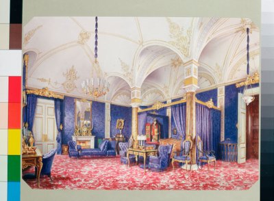 Interiors of the Winter Palace - The Bedchamber of Empress Maria Alexandrovna - Watercolour on Paper by Luigi Premazzi by Luigi Premazzi