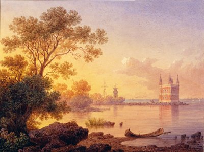 View of the Pink Pavilion (Ozerki) in Peterhof (Saint Petersburg) by Luigi Premazzi