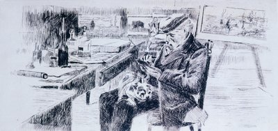 Portrait of Painter Giovanni Fattori by Luigi Levi