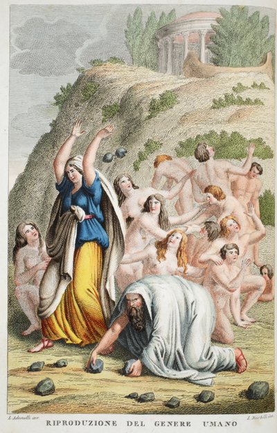 Restoration of the Human Race or Riproduzione del Genere Umano, Book I, illustration from Ovid