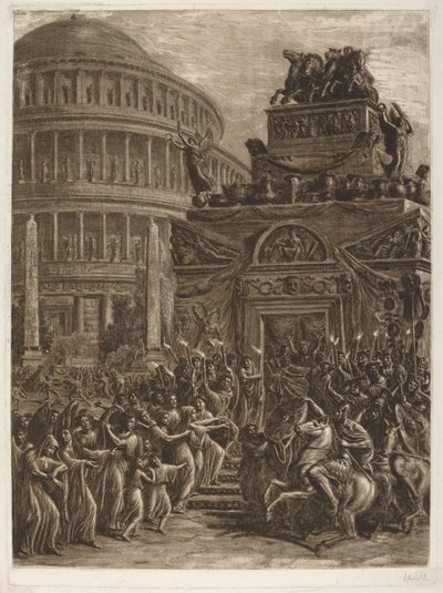 The Body of Hadrian Laying in State next to His Mausoleum by Luigi Ademollo