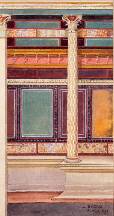 Architectural Style Fresco in the Cubiculum, House of the Silver Wedding, Pompeii by Luigi Bazzani