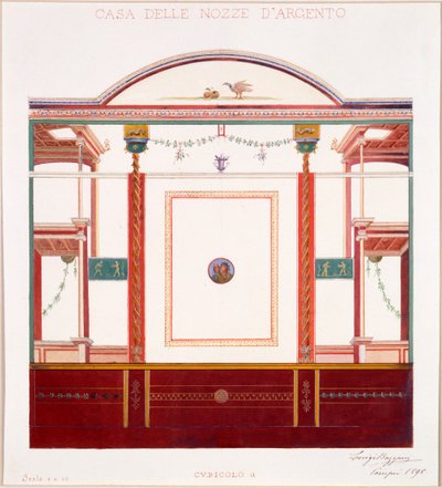 Wall decorations from the House of the Silver Wedding, Pompeii by Luigi Bazzani