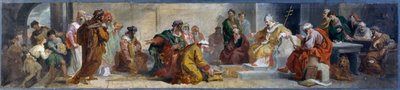 Pope Damasus receiving personalities from East, preparatory sketch for frescoes in basilica of San Lorenzo in Damaso in Rome, Italy by Luigi Fontana