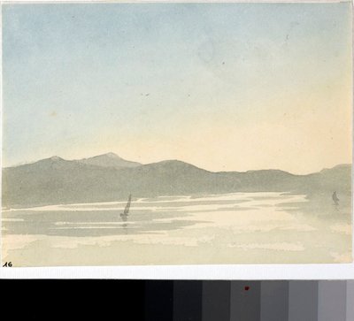 View of a lake at dawn by Luigi Garibbo