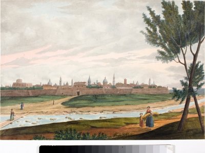 View of a Walled City, Probably Lucca in Tuscany by Luigi Garibbo