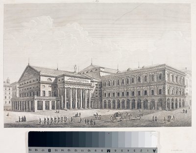 View of the Carlo Felice Theatre and the Palace of the Accademia in Genoa by Luigi Garibbo