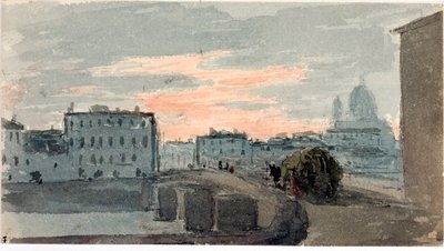 View of the bridge of the Carraia, Florence (Watercolour) by Luigi Garibbo
