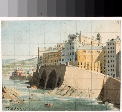 View of the walls on the sea in Genoa by Luigi Garibbo