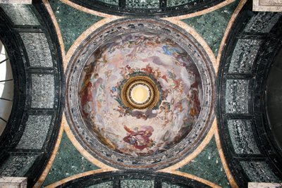 View of the dome of the Cybo Chapel, frescoed by Luigi Garzi, Rome, Basilica di Santa Maria del Popolo by Luigi Garzi