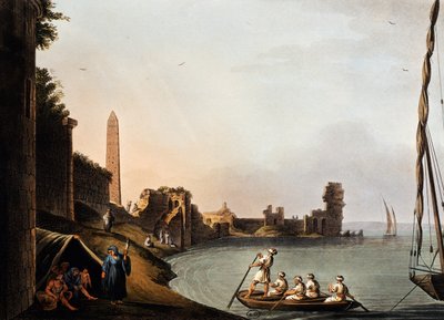 Ancient Walls and Obelisk of Cleopatra, Luigi Mayer, Engraving from Vedute by Luigi Mayer