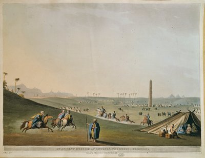 Nomads and the obelisk at Materieh (Old Heliopolis, or the City of the Sun) by Luigi Mayer