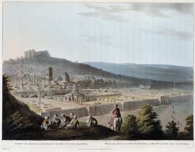 View of Jerusalem taken from Mount of Olives - engraving by Luigi Mayer