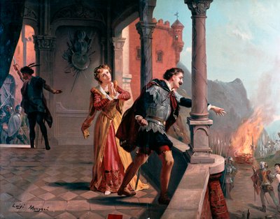 Illustration for Manrico Aria, Di Quella Pira Act III, in Il Trovatore by Luigi Morgari