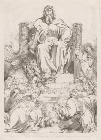 God the Son in Majesty on the Throne Surrounded by the Four Creatures and Worshipped by the Twenty-four Elders by Luigi Sabatelli I