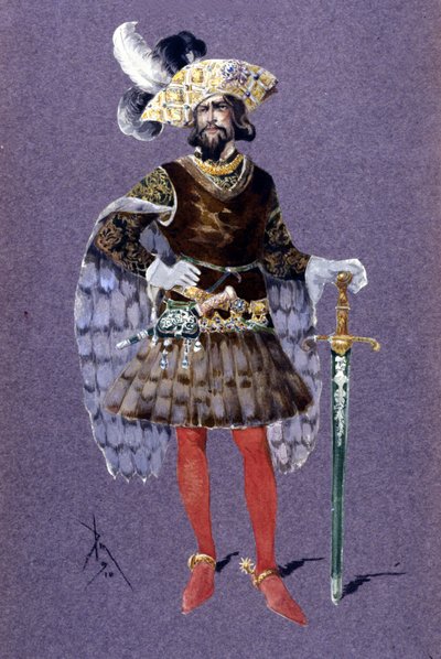 Blue Beard. Drawing by Luigi Sapelli Caramba (1865-1936) from 1910 for opera 