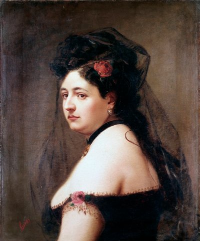Portrait of Elisabetta Galletti Gianoli, Italian singer by Luigi Sorio