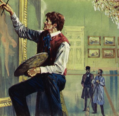 Delacroix working on his canvas at the Paris Salon by Luis Arcas Brauner
