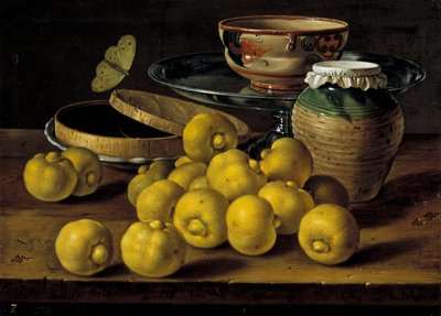 Still Life with Limes, Jam Pot and Butterfly by Luis Egidio Melendez