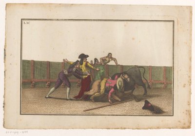 Picador Fallen from His Horse (series title: Collection of the Main Maneuvers of a Bullfight) by Luis Fernandez Noseret