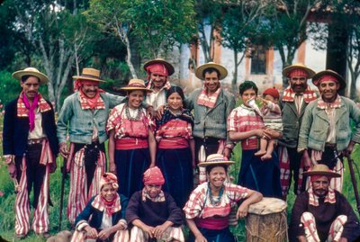 Guatemalan Villagers in Traditional Clothes Pose for Group Portrait in Todos Santos by Luis Marden