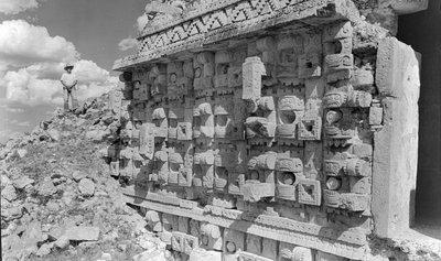 Relief carving on Mayan monumental ruin, Yucatan peninsula, 1936 by Luis Marden