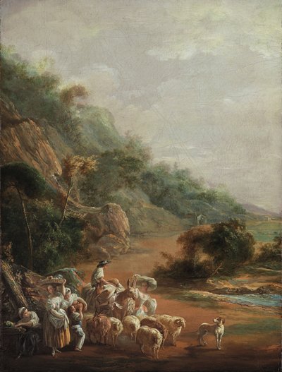 Scene with Villagers by Luis Paret y Alcazar