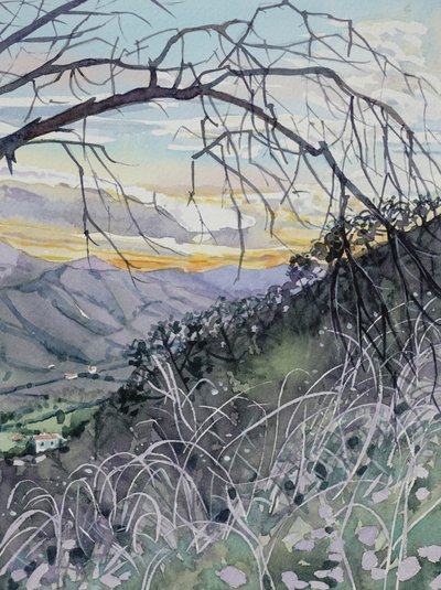 Sunset Mountain Valley by Luisa Millicent