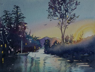 Tranquil River Sunset by Luisa Millicent