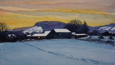 Winter Farm Sunset by Luisa Millicent